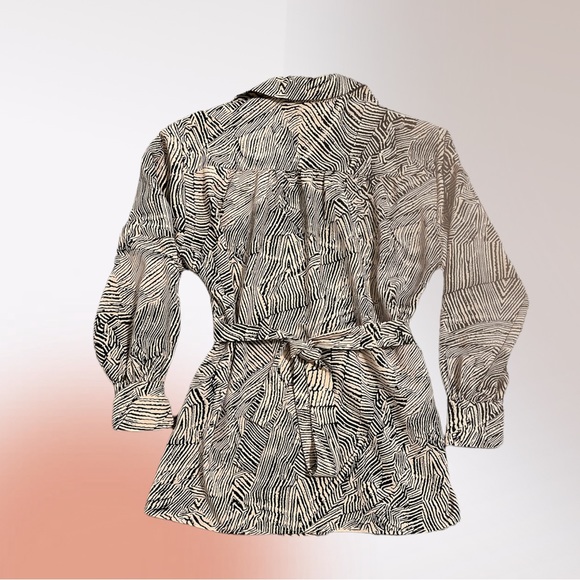 TOPSHOP Tie Waist Zebra Print Plunge Top (S) - Picture 4 of 9